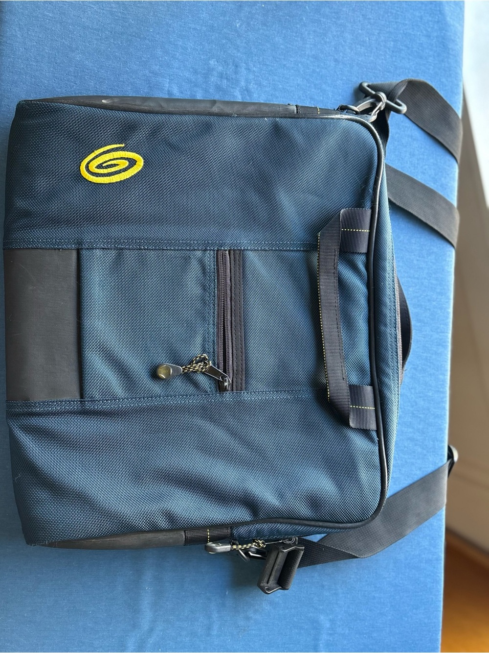Timbuk2 Navy Laptop Messenger Bag with Yellow Logo Accent